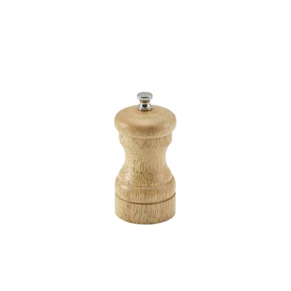 Genware Light Wood Salt Or Pepper Grinder 10cm - Pack of 6