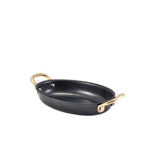 GenWare Black Vintage Steel Oval Dish 16.5 x 12.5cm - Pack of 6