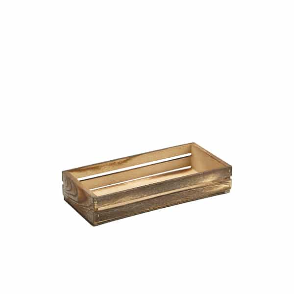 Genware Dark Rustic Wooden Crate 25 x 12 x 5cm - Pack of 1