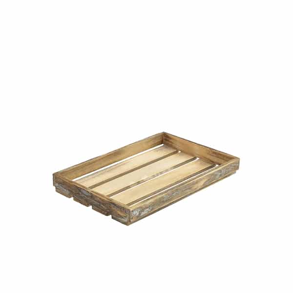 Genware Dark Rustic Wooden Crate 35 x 23 x 4cm - Pack of 1