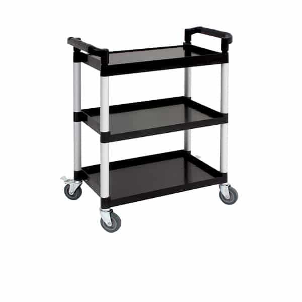 Genware Small 3 Tier PP Trolley Black Shelves - Pack of 1