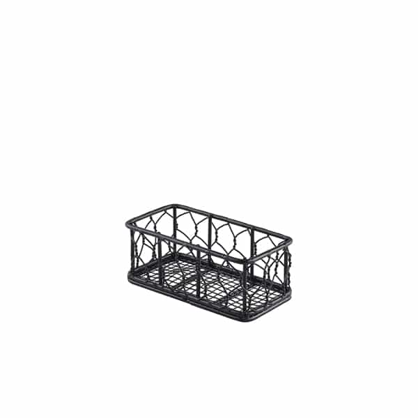 Genware Rectangular Black Wire Basket 14 x 7 x 5.5cm - Pack of 6