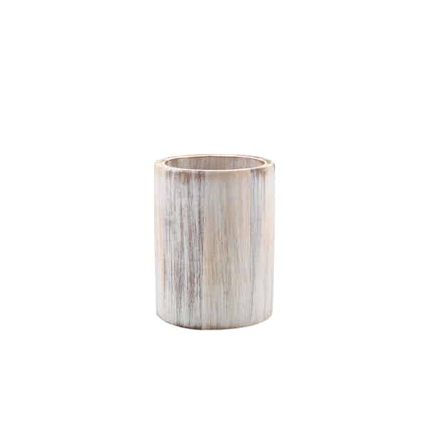 GenWare White Wash Acacia Wood Cutlery Cylinder - Pack of 1
