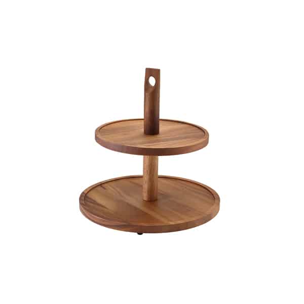GenWare Acacia Wood Two Tier Cake Stand - Pack of 1