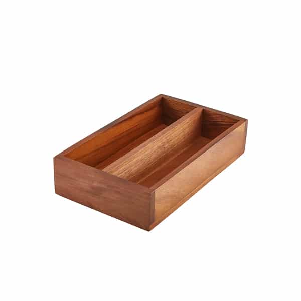 GenWare Acacia Wood 2 Compartment Cutlery Tray - Pack of 1