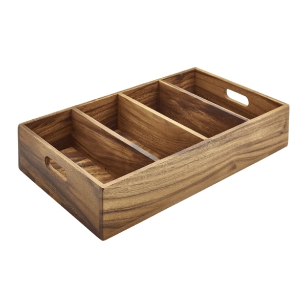 Acacia Wood 4 Compartment Cutlery Tray - Pack of 1
