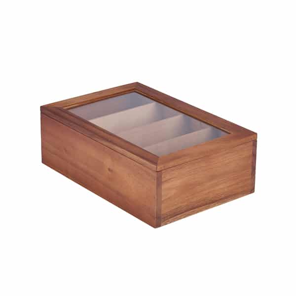 Acacia Wood Tea Box 30 x 20 x 10cm - Pack of 1