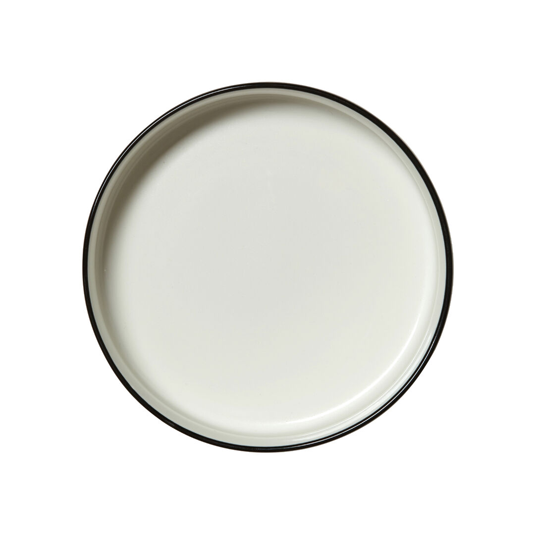 Asteria Ceramic Round Stacking Tray Black Rimmed - Pack of 12