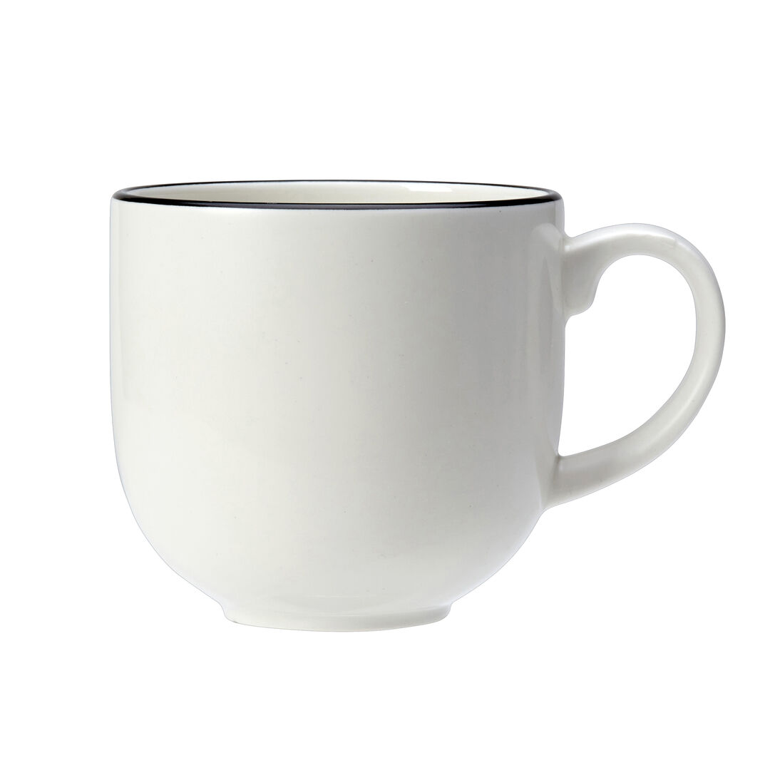 Asteria City Ceramic White Mug Black Rimmed - Pack of 12