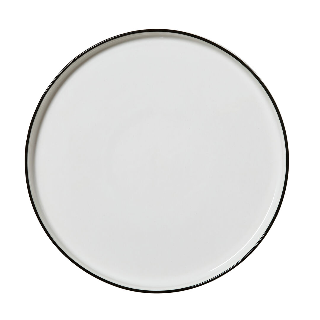 Asteria Ceramic White Walled Plate Black Rimmed - Pack of 12