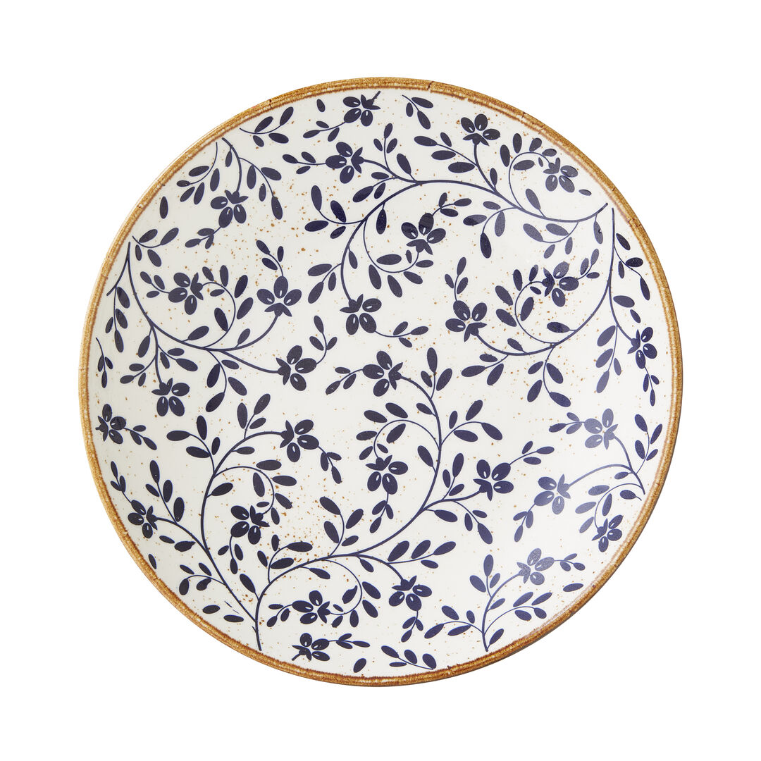 Flora Blue Round Ceramic Coupe Bowl - Pack of 12