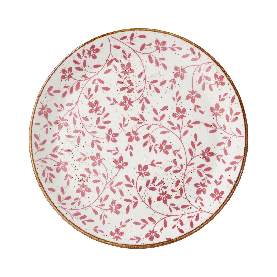 Flora Pink Round Ceramic Coupe Plate - Pack of 12